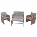 Shinyagrden 4 piezas patio al aire libre PE Rattan mimbre sofá muebles seccionales conjunto, Deluxe